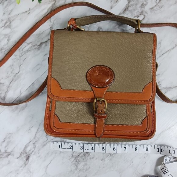DOONEY & BOURKE vintage pebbled crossbody taupe leather - Picture 2 of 16